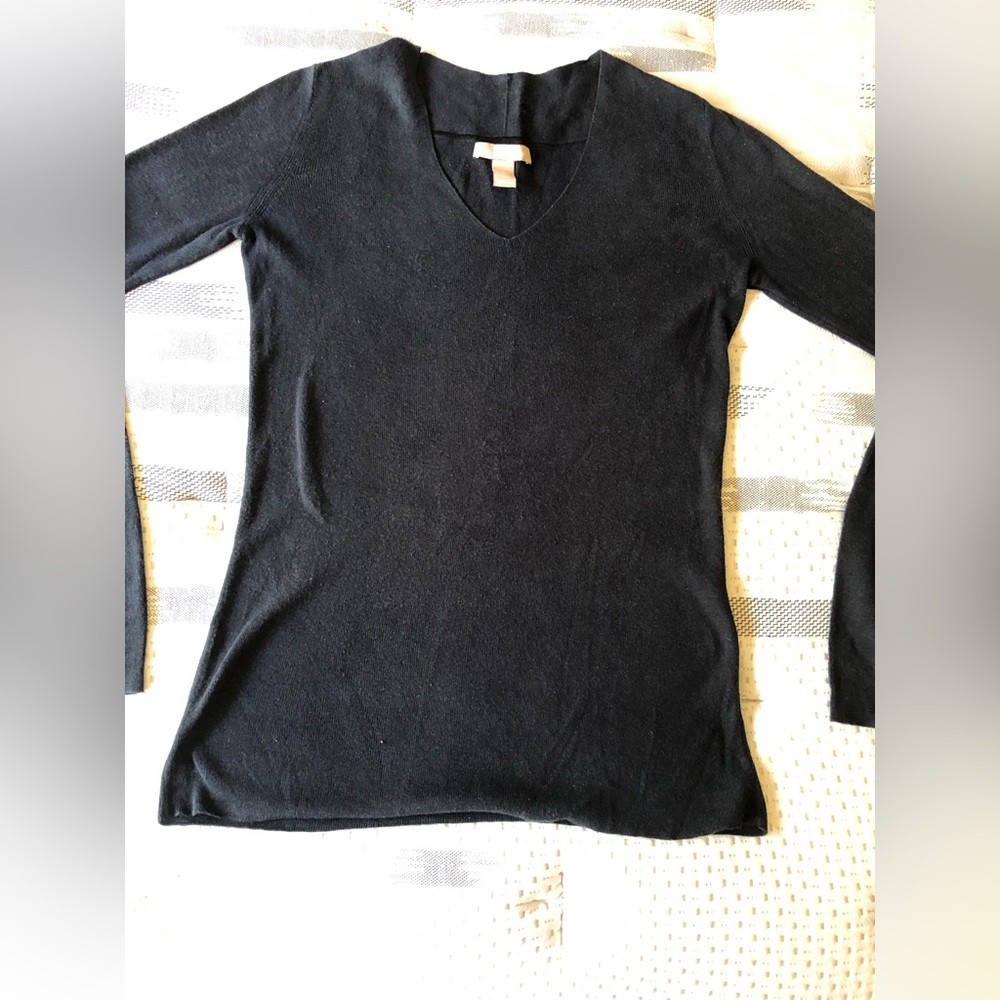 Banana republic medium tall fitted silk cotton sweater v neck long sleeve
